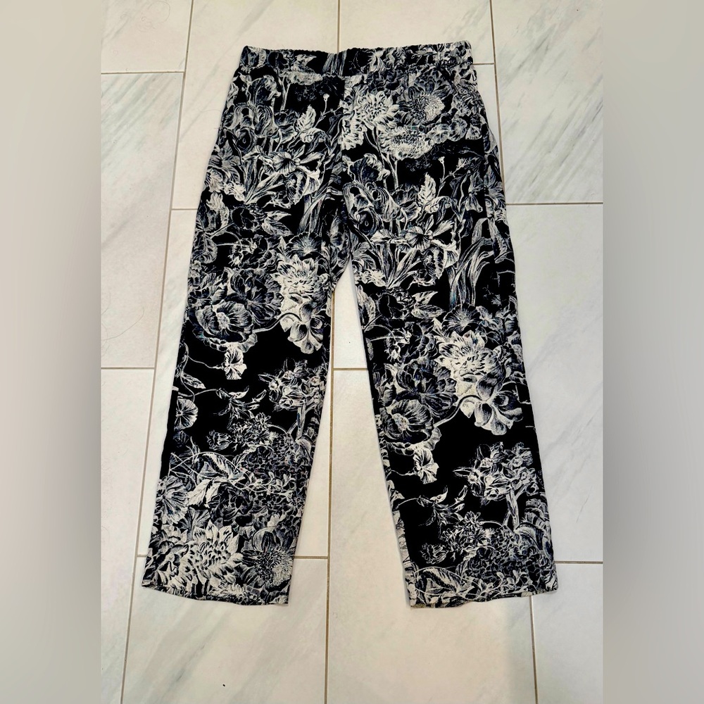 LOFT Wide-Leg Pants Navy & White Size Medium